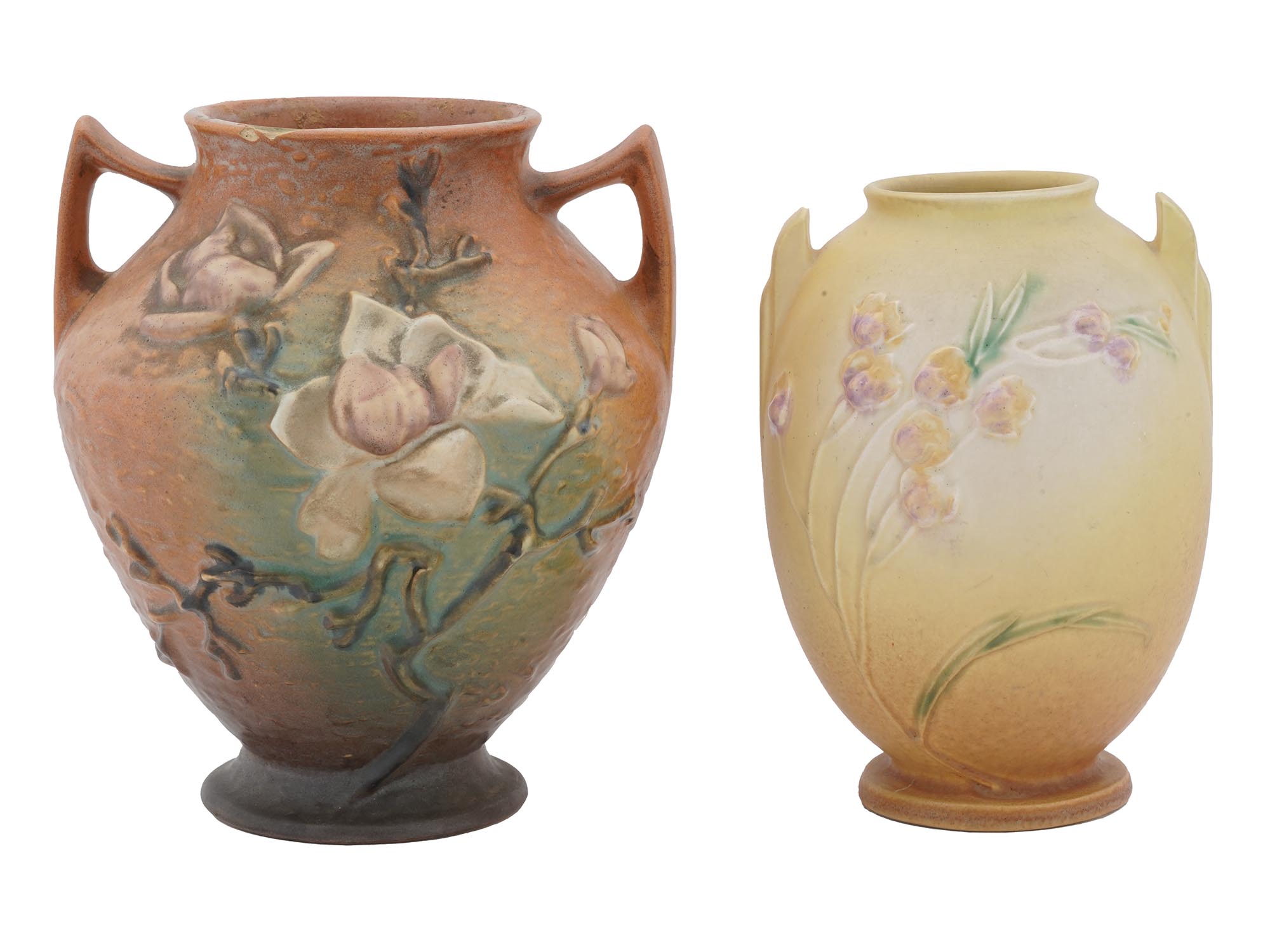 THREE VASES AND FLOWER POT BY ROSEVILLE POTTERY PIC-1